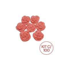 Kit 100 Unidades Mini Sabonete Artesanal Rosa Flor 1,5 cm - D&C