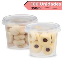 Kit 100 Unidades Pote de Plástico 350ml Bolo no Pote Tranparente C/ Tampa - BP Potes