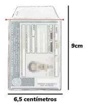 Kit 100 Unidades Protetores Porta Documentos para CNH 6,5x9cm com Aba Acp Feito em Plástico Flexível