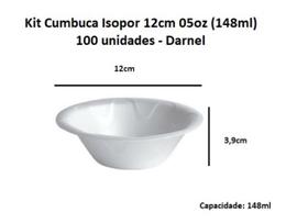 Kit 100 unids Cumbuca Isopor 12cm 05 oz (148 ml) Descartável - Darnel