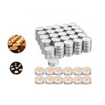 Kit 100 Velas Estilo Rechaud Com Suporte Em Alumínio - Branca