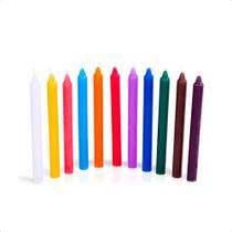 Kit 100 Velas Votiva Palito Colorido 18cm Parafina Pura