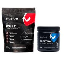 Kit 100% Whey concentrado 840g + 1 Creatina Monohidratada 300g Evolve