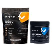 Kit 100% Whey Premium 840g + 1 Creatina Monohidratada 300g Evolve