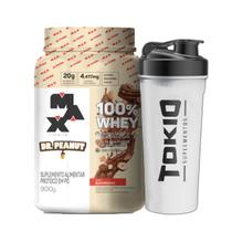 Kit 100% Whey Protein Bueníssimo Dr Peanut Max Titanium + Coqueteleira Tokio Suplementos 600ml