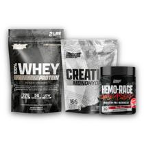 Kit 100% Whey Protein + Pré Treino Concentrado 180g + Creatina Monohydrate Pura 500g - Nutrex Research