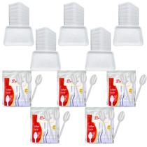 Kit 1000 Churrasco Bandeja B2 + Colher Refeição Descartavel