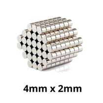 Kit 1000 Imã Neodímio Disco Magnético N35 4x 2mm Super Forte Potente Redondo
