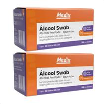 Kit 1000 Unid Alcool Swab Assepsia Medix Ação Antibacteriana