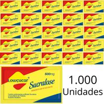Kit 1000 Unidades De Adoçante Lowçucar Diet Sucralose Em Sachê De 500mg Para Hotel e Restaurante