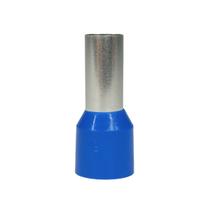 Kit 100un Conector P Fiação Ilhós Tubular Elétrico Azul 16mm Terminal Simples Pré Isolado Instalação Tubolar Fiação