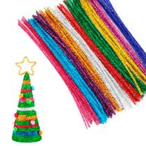 Kit 100un Hastes Chenille Colorido Glitter Limpador Cachimbo Kit 100un Hastes Chenille Colorido Glitter Limpador Cachimbo