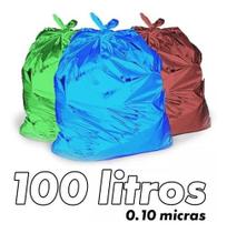 Kit 100un Saco De Lixo 100 Litros Colorido Reforçado Resistente 0,10 Micras