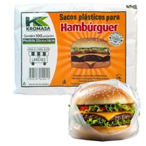 Kit 100un Saco Plástico Grande Para Hambúrguer 20x14cm-festa Kit 100un Saco Plástico Grande Para Hambúrguer 20x14cm-festa