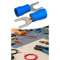 Kit 100un Terminal Forquilha 1.5-2.5mm Azul Conexão Rápida S