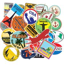 Kit 101 Adesivos Países Cidades Turismo Stickers Mala Carro