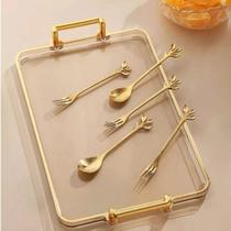 Kit 10Colher de Café 10Garfos Folhas