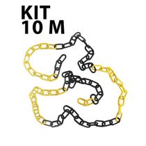 Kit 10m Corrente Plastica Sinalizacao Preta/amarela Elo Pequeno - Plastcor