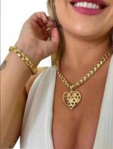 Kit 10mm Feminino Friso Cordão Ping Pulseira Banhado Ouro