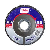 Kit 10PC Disco Flap 4 1/2x7/8 Gr36 Prata 60 Aletas - Dis-Flex