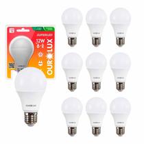 Kit 10PC Lâmpada de Led Superled 12w 6500k Branca Fria E27 Bivolt Ourolux