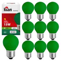 Kit 10PC Lâmpada Incandescente Verde Bolinha 15w Kian E27 Ip20 220v Kit 10PC Lâmpada Incandescente Verde Bolinha 15w Kian E27 Ip20 220v