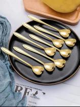 Kit 10PCS Colher Coração Fofa para Cozinha Mesa Posta Douradas Café Sobremesa Chá Aço Inoxidável