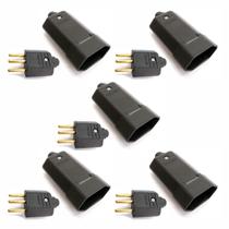 Kit 10pçs Tomada Femea E Plugue Macho Com 3 Pinos 10a