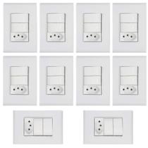 KIT 10un 2 Interruptor + 1 Tomada 2P+T Liz 20A - Tramontina KIT 10un 2 Interruptor + 1 Tomada 2P+T Liz 20A - Tramontina