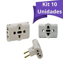 Kit 10un Adaptador Pino Universal Tomada Benjamim T Kit 10un Adaptador Pino Universal Tomada Benjamim T