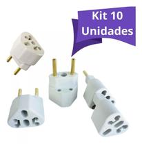 Kit 10Un Adaptadores De Tomada 10A / 20A Bivolt