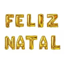 Kit 10un Balão Metalizado Dourado 40cm Feliz Natal Kit 10un Balão Metalizado Dourado 40cm Feliz Natal