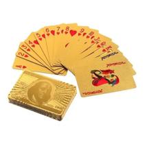 Kit 10Un Baralho Dourado Ouro 24K Dollar Poker Cartas Jogos