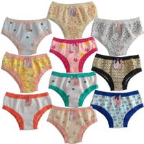kit 10un - Calcinha infantil de algodão, extra macia com rendinha, Tam M