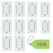 Kit 10un Conjunto 4X2 3 Interruptores Simples 10A 250V Lux2