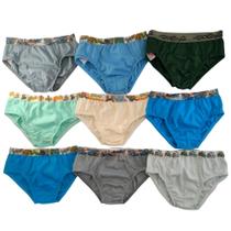 Kit 10un - Cueca infantil de algodão c/ cós, Tam M Kit 10un - Cueca infantil de algodão c/ cós, Tam M