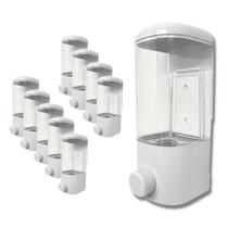 Kit 10un Dispenser Porta Sabonete Líquido Vertical 500ml: Compressão no Botão, Indicado para Álcool Gel, Detergente e Mais - Inclui Parafusos e Buchas