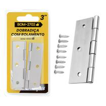 Kit 10un Dobradiça Inox 3" 03 Pc C/ Rolamento - BOMVINK