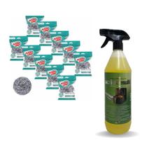 Kit 10un Esponja Limpeza Pesada + 1l Remove Gordura Lar Fresh