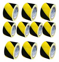 Kit 10un Fita Zebrada Sinalização,isolamento 200mts Atacado Amarelo,preto Zebrada