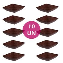 Kit 10un mini petisqueira quadrado aperitivo marrom escuro