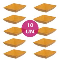 Kit 10un mini petisqueira quadrado aperitivos marrom claro