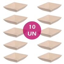 Kit 10un prato mini petisqueira quadrado aperitivos bege Kit 10un prato mini petisqueira quadrado aperitivos bege