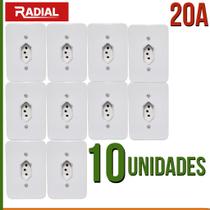 Kit 10un Tomada 20A Padrão Simples RADIAL