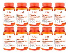 Kit 10un Trans Resveratrol 30mg 60 Cápsulas Antienvelhecime Sem Sabor