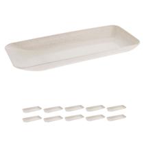 Kit 10un travessa retangular p/ petiscos petisqueira bege