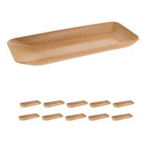 kit 10UN TRAVESSA RETANGULAR PARA PETISCOS marrom claro