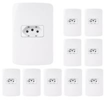 Kit 10Und Conjunto com Tomada Branco 10A 2P+T 250V Placa 4x2 Kit 10Und Conjunto com Tomada Branco 10A 2P+T 250V Placa 4x2