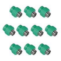 KIT 10x Adaptador Macho 25 x 3/4" BSP PPR Verde para Água Quente e Fria AMANCO