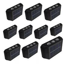 Kit 10x Arandela Luminária Lâmpada 6 Luz Led De Parede Sensor Solar